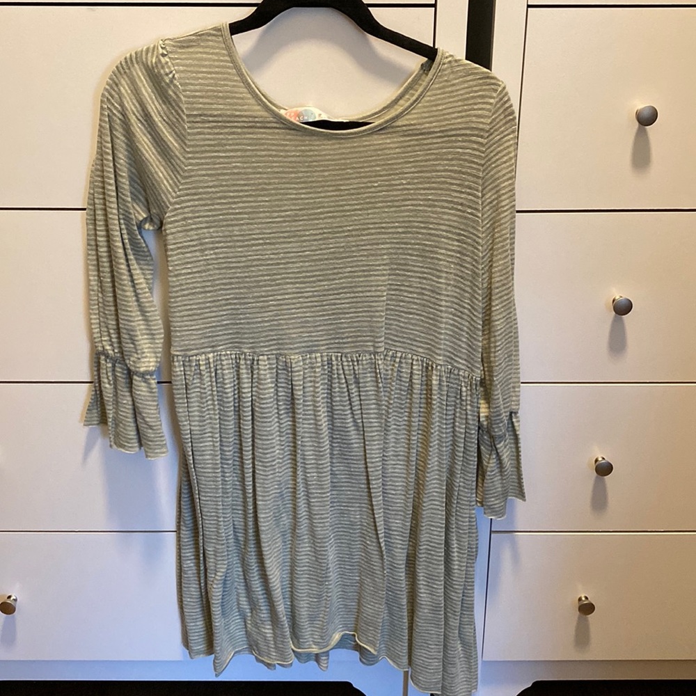 Free People Beach Mini Dress - green stripes XS/S